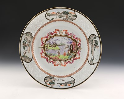 Lot 399 - A European painted Chinese porcelain plate,...