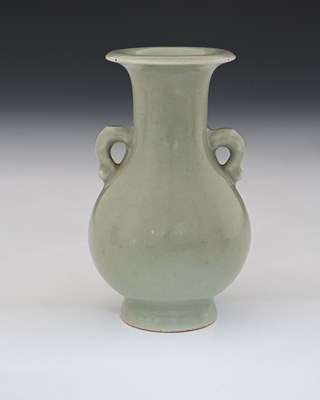 Lot 393 - A Chinese celadon glazed vase, Qianlong mark...