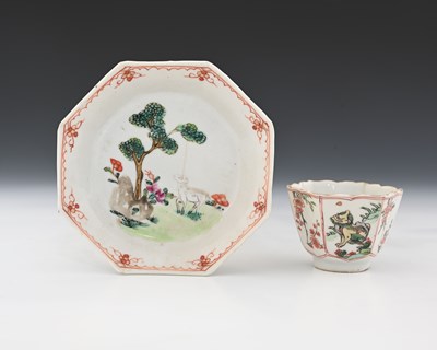 Lot 372 - A Chinese famille vert tea bowl and saucer,...