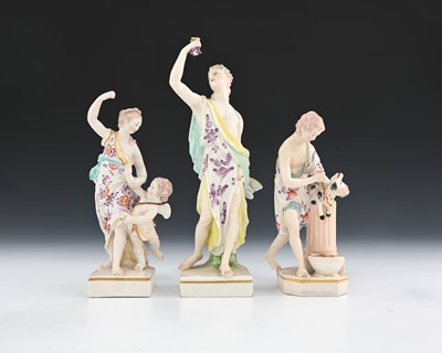 Lot 744 - Three Derby figures, 18th century, including...