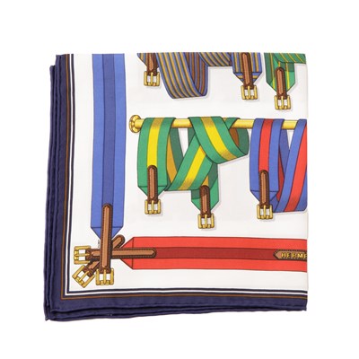 Lot 326 - Hermes, a small Les Sangles silk scarf