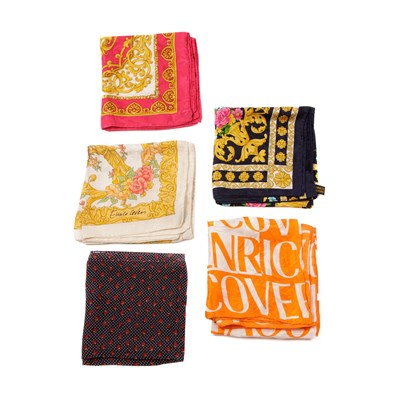 Lot 285 - Enrico Coveri, five silk scarves