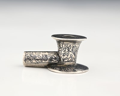 Lot 36 - A niello and silver-coloured metal pipe...