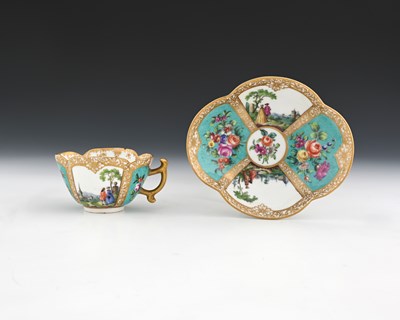 Lot 154 - A Meissen tea cup and saucer, Augustus Rex...