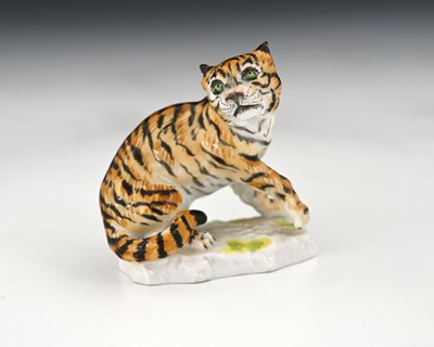 Lot 534 - A Meissen figure of a tiger, 20th century,...