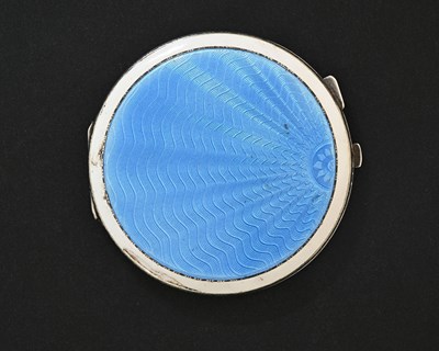 Lot 161 - A George VI Art Deco silver and enamel compact,...