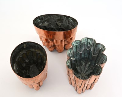 Lot 216 - Three Victorian Benham & Froud copper jelly...