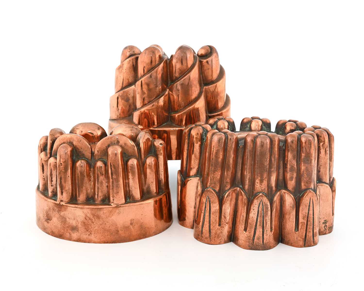 Lot 216 - Three Victorian Benham & Froud copper jelly...