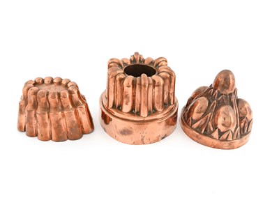 Lot 214 - Three Victorian copper jelly moulds, a...