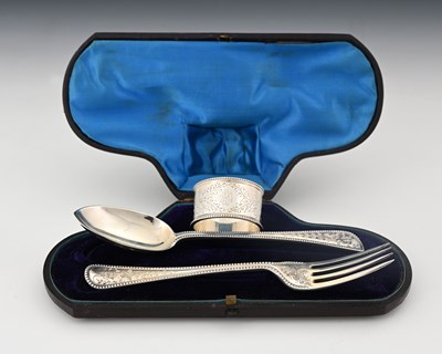 Lot 151 - A Victorian silver cased Christening set,...