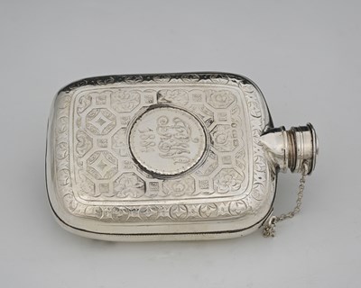 Lot 15 - A Victorian silver hip flask, of rounded...