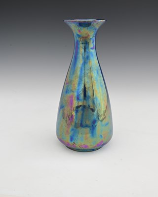 Lot 593 - Ruskin Pottery, a Kingfisher blue lustre vase,...