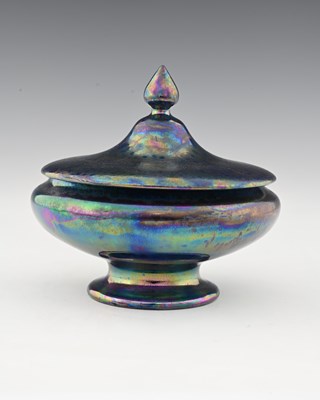 Lot 588 - Ruskin Pottery, a Kingfisher blue lustre bowl...