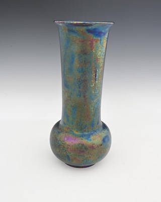 Lot 587 - Ruskin Pottery, a Kingfisher blue lustre vase,...