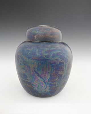 Lot 590 - Ruskin Pottery, a Kingfisher blue lustre...