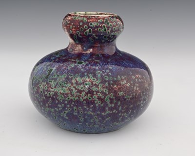 Lot 641 - Ruskin Pottery, a High Fired vase, 1926, squat...