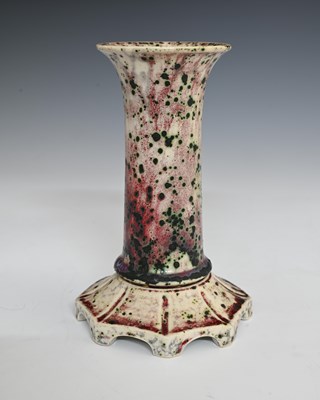 Lot 662 - Ruskin Pottery, a High Fired vase and a stand,...