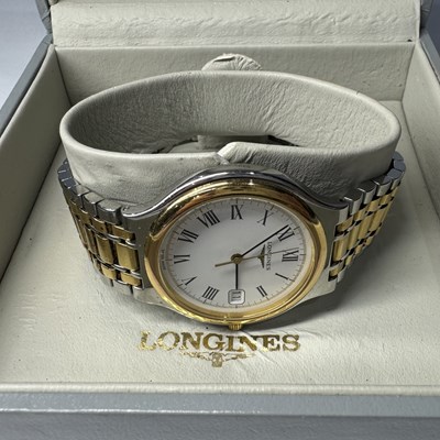 Lot 599 - Longines - A stainless steel bi-colour wristwatch