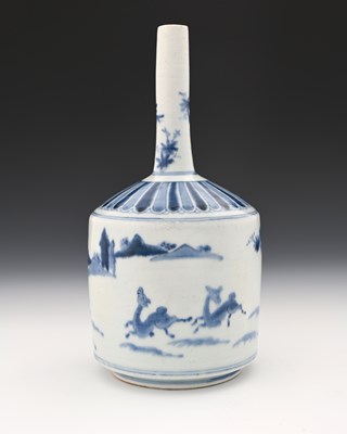 Lot 375 - An Oriental blue and white bottle vase,...