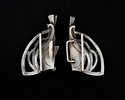 Lot 141 - A Secessionist silver and gem set buckle,...