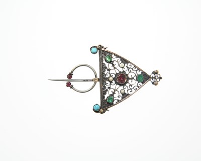 Lot 9 - A French Gothic Revival silver gilt and gem...