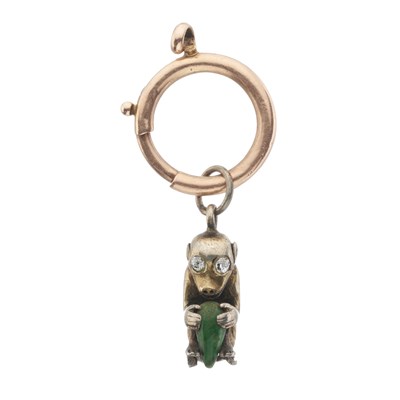 Lot 11 - An early 20th century Chinese diamond and jade monkey charm