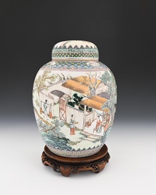 Lot 397 - A Chinese famille verte ginger jar and cover,...