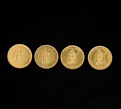 Lot 103 - Hungary, four gold 10 Korona coins, 1907, 1910,...