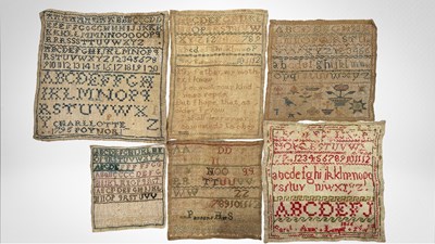 Lot 811 - Six 18th and 19th century samplers dating from...