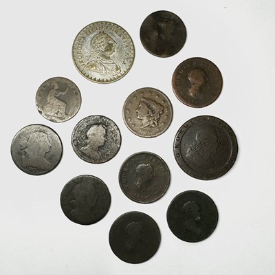 Lot 683 - Twelve copper coins including a George III...