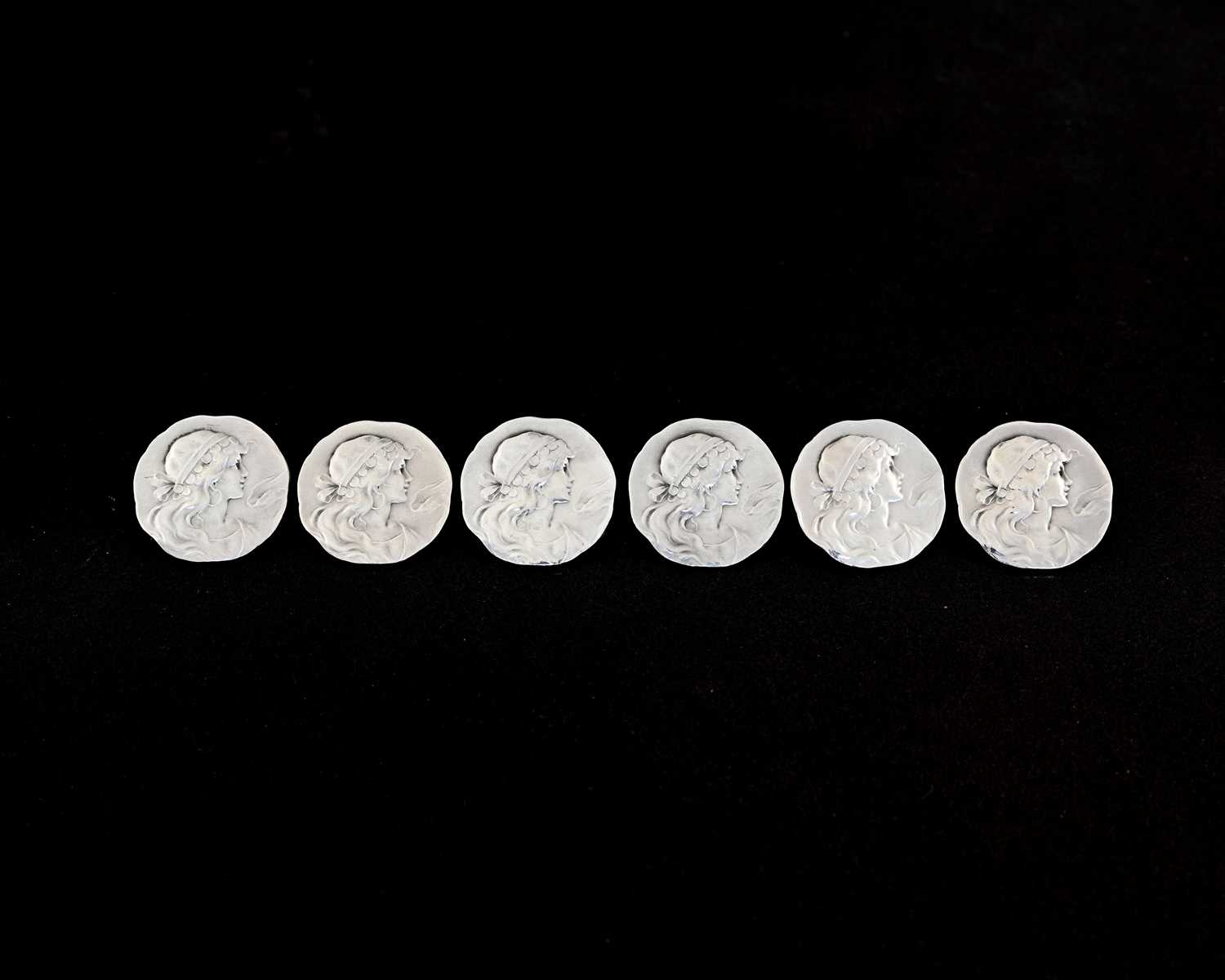 Lot 149 - A set of six Jugendstil silver buttons, cast...