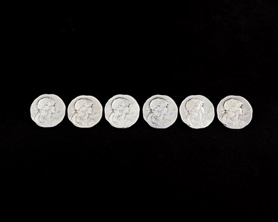 Lot 149 - A set of six Jugendstil silver buttons, cast...