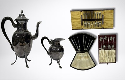 Lot 377 - Collection of metalware: six cased Sheffield...