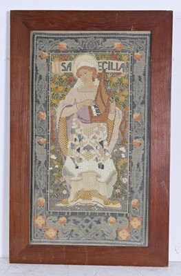 Lot 190 - An Arts and Crafts embroidered tapestry type...