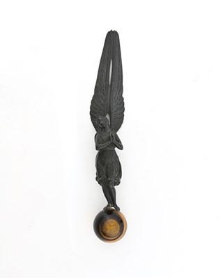Lot 182 - An Arts and Crafts bronze and tigers eye...