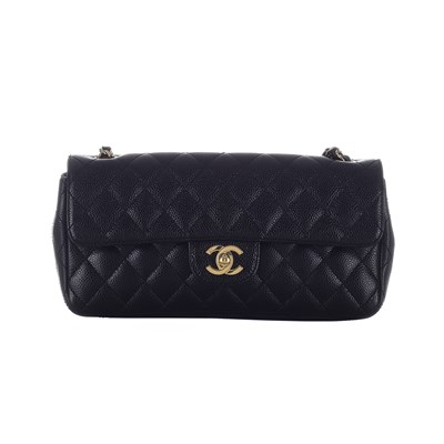 Lot 323 - Chanel, a black caviar East West single flap handbag