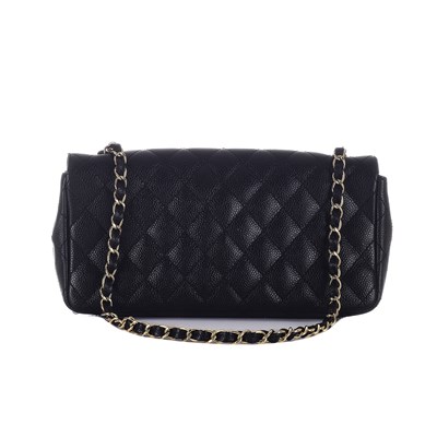 Lot 323 - Chanel, a black caviar East West single flap handbag