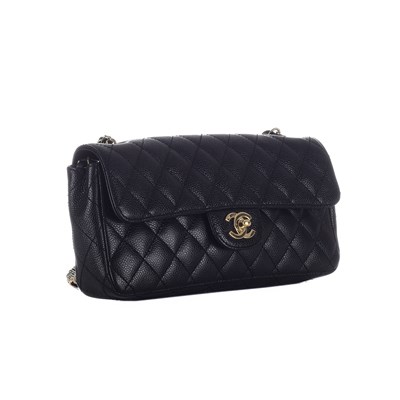 Lot 323 - Chanel, a black caviar East West single flap handbag