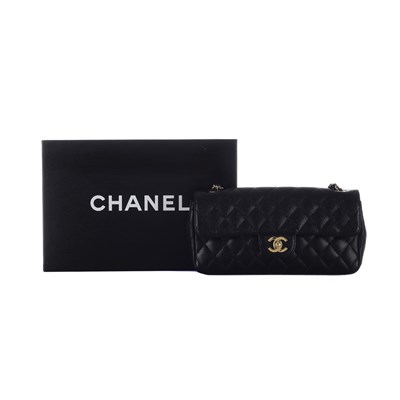 Lot 323 - Chanel, a black caviar East West single flap handbag