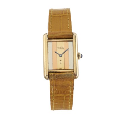 Lot 226 - Cartier, a silver-gilt Must De Cartier Tank wrist watch