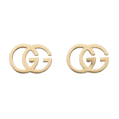 Lot 388 - Gucci, a pair of 18ct gold GG stud earrings