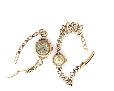 Lot 46 - Two 9 carat gold ladies wrist watches, one...