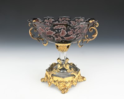 Lot 470 - An ormolu mounted intaglio flash cut pedestal...