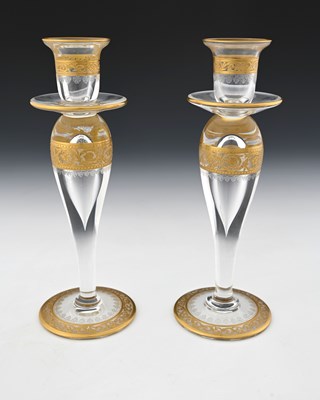 Lot 473 - Saint Louis, a pair of Thistle Gold glass...