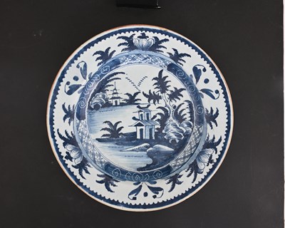 Lot 752 - A Lambeth Delft blue and white dish, circa...