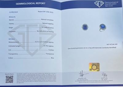 Lot 154 - An exceptional early 20th century platinum unheated Sri Lankan sapphire and diamond cluster ring