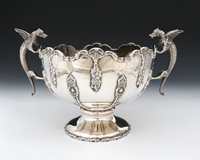 Lot 262 - A George V silver two-handle dragon pedestal...