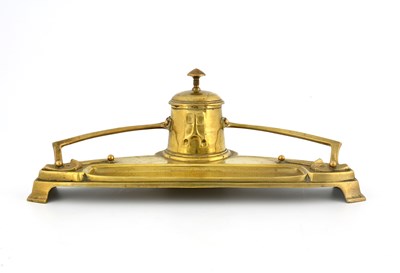 Lot 261 - A Jugendstil gilt brass desk stand inkwell,...