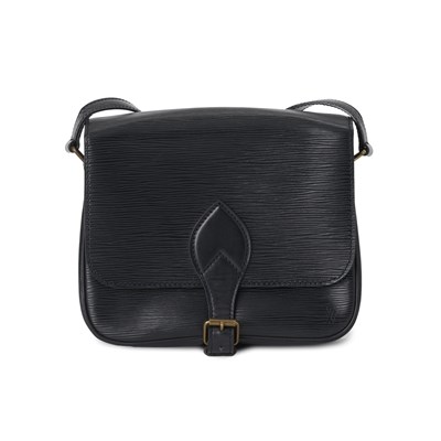 Lot 472 - Louis Vuitton, a black epi Cartouchiere MM handbag.