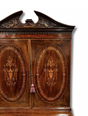 Lot 235 - An Edwardian mahogany cylinder bureau bookcase,...